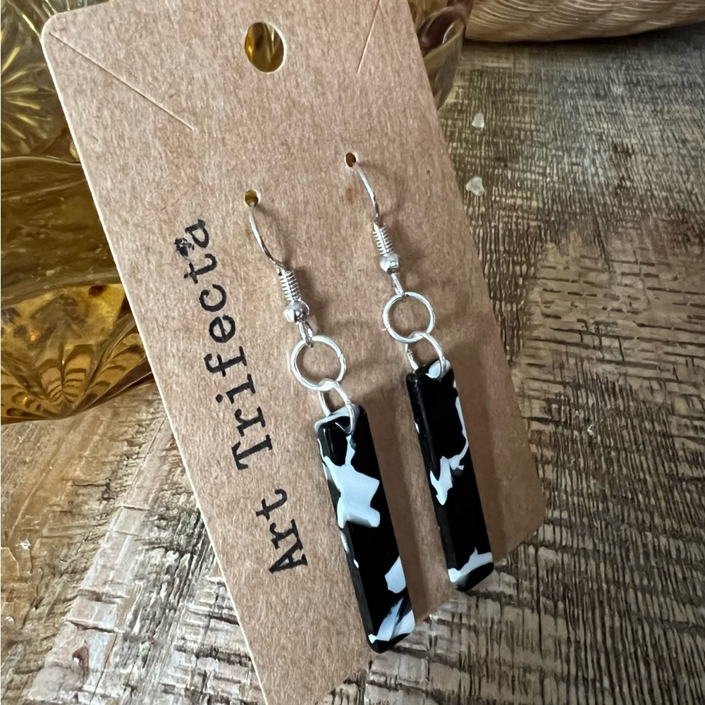 Black & White Marble Acrylic Earrings